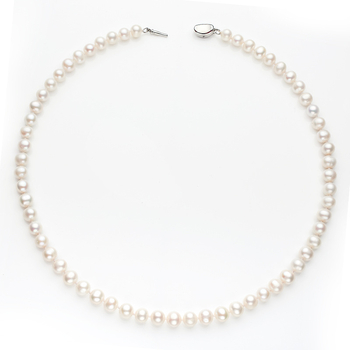 Κολιέ με μαργαριτάρια γλυκού νερού, σχεδόν στρογγυλό σχήμα, 925 ασήμι, Άνοιξη 2023