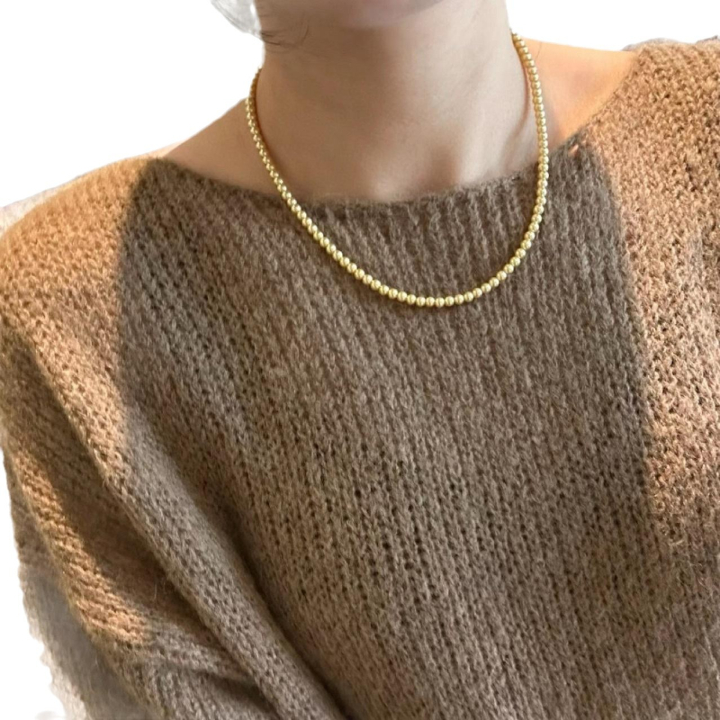 Timilo Jewelry Κολιέ από φυσικά μαργαριάρια γλυκών υδάτων, σχεδόν στρογγυλά, 925 ασήμι, στυλ ελαφριάς πολυτέλειας