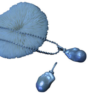 Κολιέ με μαργαριάρια γλυκού νερού Μπαρόκ, ειδικής μορφής, 925 ασήμι