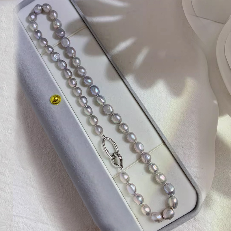 Κολιέ με φυσικά μαργαριτάρια γλυκού νερού, εξωγήινο σχήμα, χαλκός αλυσίδα, στιλ influencer