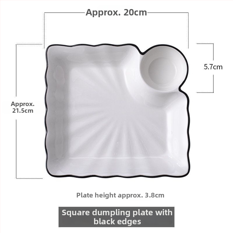 Keraamiline pelmeenide taldrik drenaažiga kahekihilise plaadi ja äädikaussiga — ümmargune, kaasaegne minimalistlik stiil