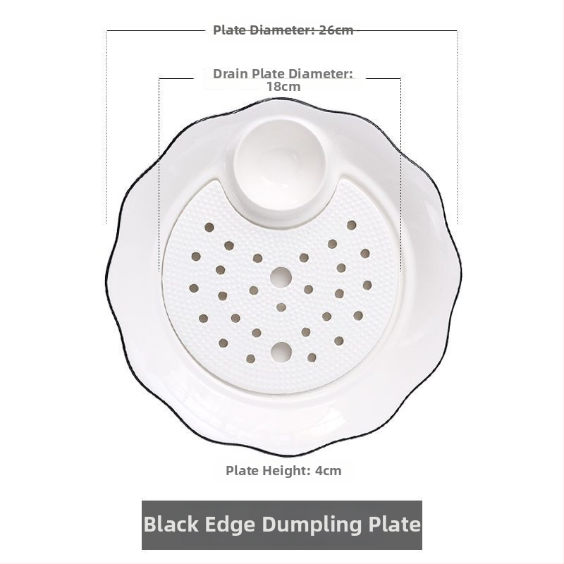 Keraamiline pelmeenide taldrik drenaažiga kahekihilise plaadi ja äädikaussiga — ümmargune, kaasaegne minimalistlik stiil