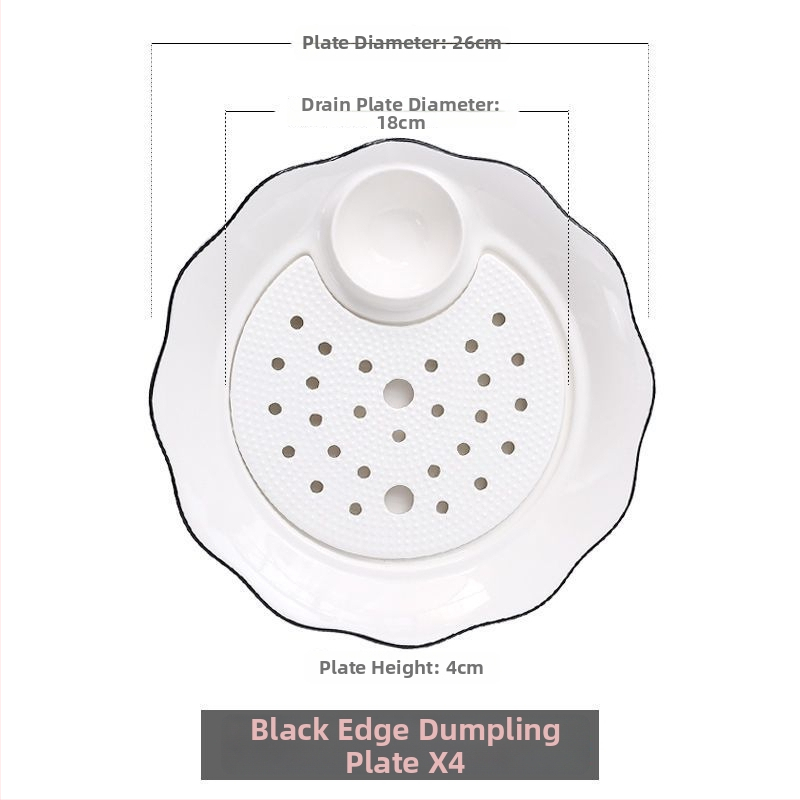 Keraamiline pelmeenide taldrik drenaažiga kahekihilise plaadi ja äädikaussiga — ümmargune, kaasaegne minimalistlik stiil