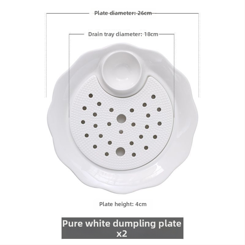 Keraamiline pelmeenide taldrik drenaažiga kahekihilise plaadi ja äädikaussiga — ümmargune, kaasaegne minimalistlik stiil