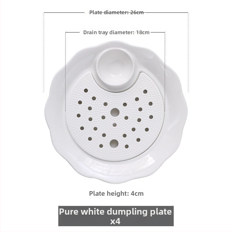 Keraamiline pelmeenide taldrik drenaažiga kahekihilise plaadi ja äädikaussiga — ümmargune, kaasaegne minimalistlik stiil