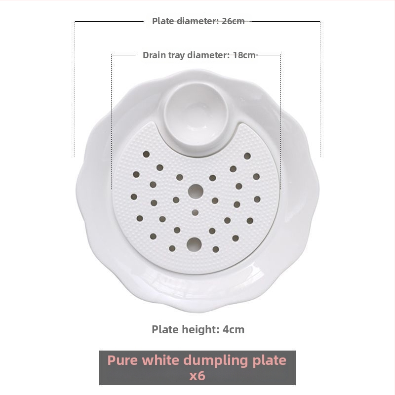 Keraamiline pelmeenide taldrik drenaažiga kahekihilise plaadi ja äädikaussiga — ümmargune, kaasaegne minimalistlik stiil