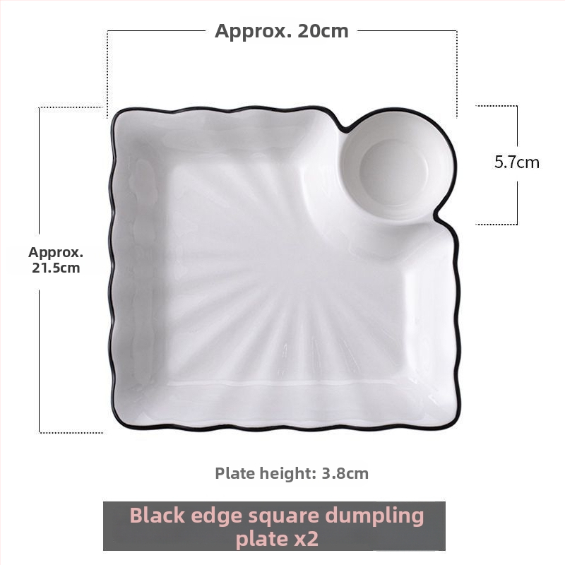 Keraamiline pelmeenide taldrik drenaažiga kahekihilise plaadi ja äädikaussiga — ümmargune, kaasaegne minimalistlik stiil