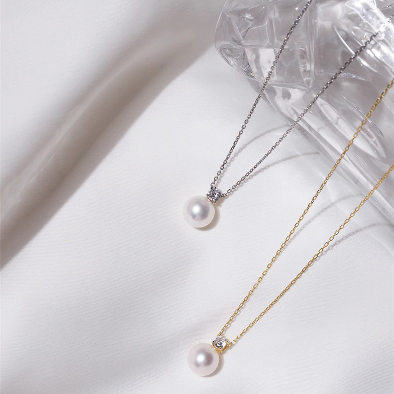 Colier cu pandantiv din perlă din argint 925, stil Prințesa Diana, lanț încrucișat, design geometric simplu