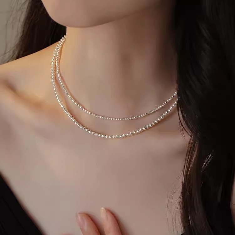 Ogrlica od srebra 925 s perlnom lancem, privjesak od perle, geometrijski U oblik, duljina 41–50 cm