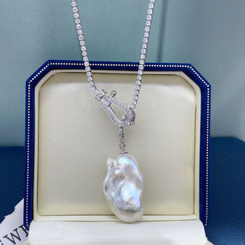 Колие с естествена пресноводна перла, перла с инопланетна форма, висулка от перла, произход Zhuji, пролет 2024