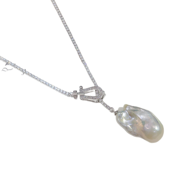 Колие с естествена пресноводна перла, перла с инопланетна форма, висулка от перла, произход Zhuji, пролет 2024