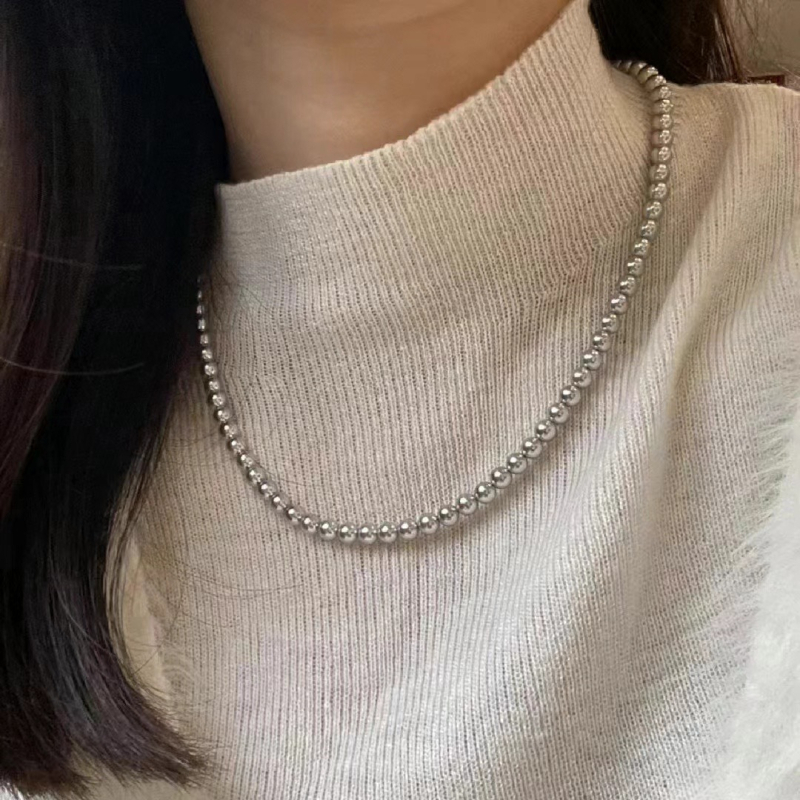 Nakit od slatkovodnih bisera za klavikulu, lagani luksuz, nišni stil, perle 3-4 mm, duljina 41-50 cm, srebrni lanac 925