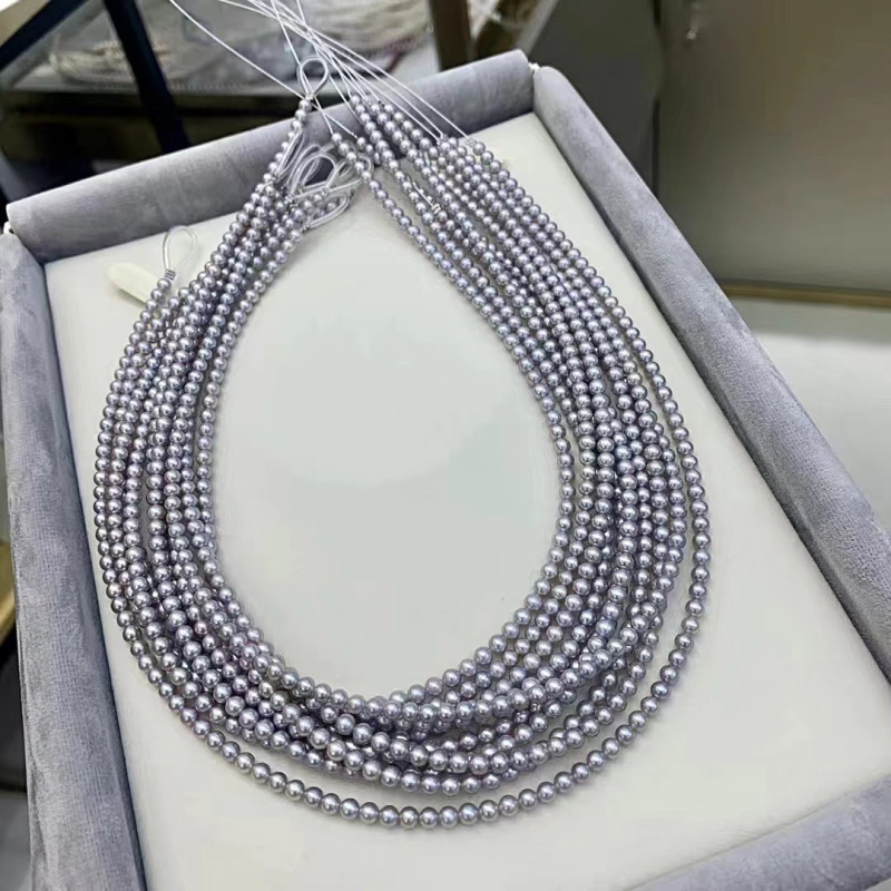 Nakit od slatkovodnih bisera za klavikulu, lagani luksuz, nišni stil, perle 3-4 mm, duljina 41-50 cm, srebrni lanac 925