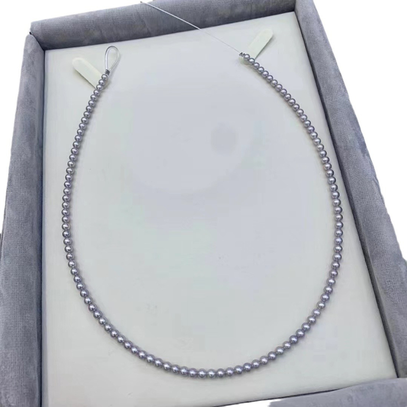 Nakit od slatkovodnih bisera za klavikulu, lagani luksuz, nišni stil, perle 3-4 mm, duljina 41-50 cm, srebrni lanac 925