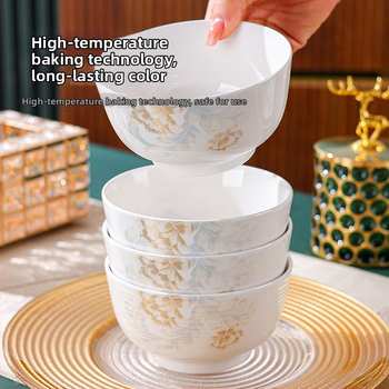 Set de vase din porțelan — boluri pentru supă și orez, design modern minimalist, formă circulară, potrivit pentru cuptor cu microunde.