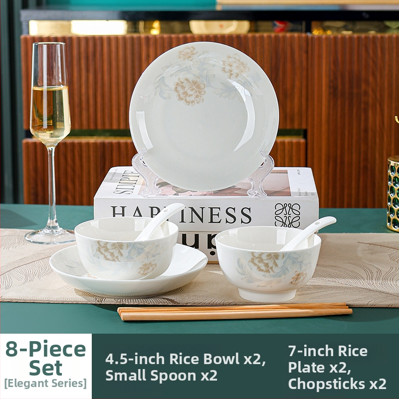 Set de vase din porțelan — boluri pentru supă și orez, design modern minimalist, formă circulară, potrivit pentru cuptor cu microunde.