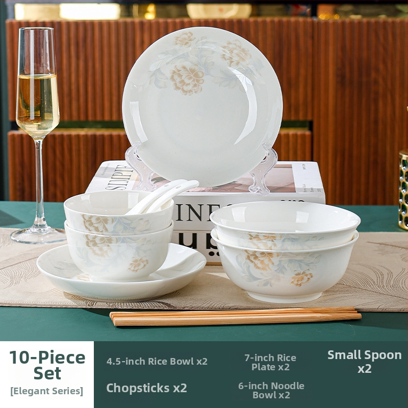 Set de vase din porțelan — boluri pentru supă și orez, design modern minimalist, formă circulară, potrivit pentru cuptor cu microunde.