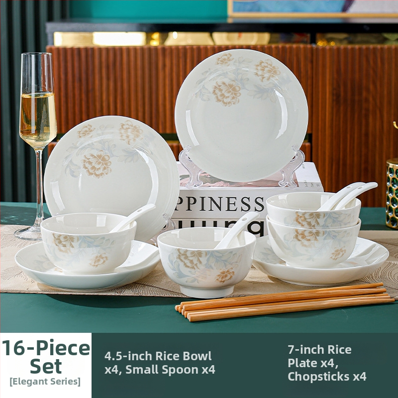 Set de vase din porțelan — boluri pentru supă și orez, design modern minimalist, formă circulară, potrivit pentru cuptor cu microunde.