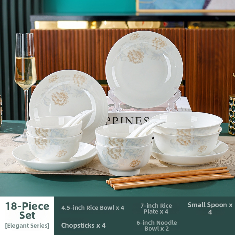 Set de vase din porțelan — boluri pentru supă și orez, design modern minimalist, formă circulară, potrivit pentru cuptor cu microunde.