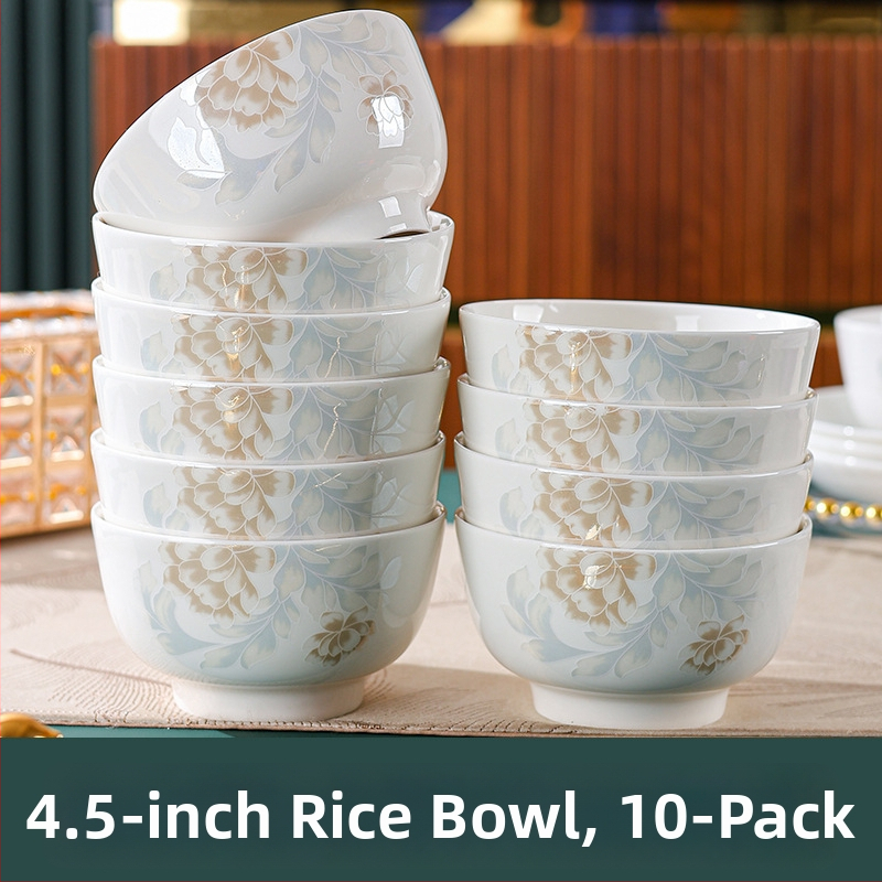 Set de vase din porțelan — boluri pentru supă și orez, design modern minimalist, formă circulară, potrivit pentru cuptor cu microunde.