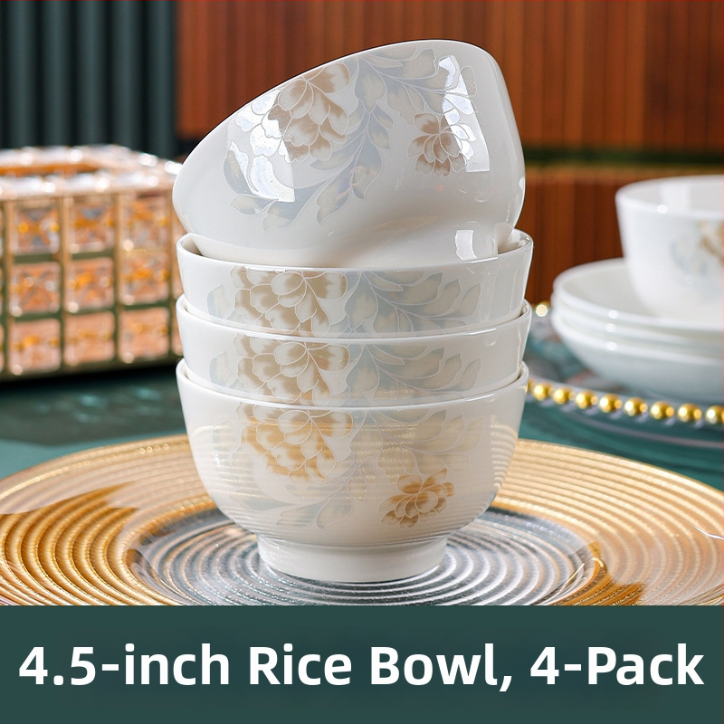 Set de vase din porțelan — boluri pentru supă și orez, design modern minimalist, formă circulară, potrivit pentru cuptor cu microunde.