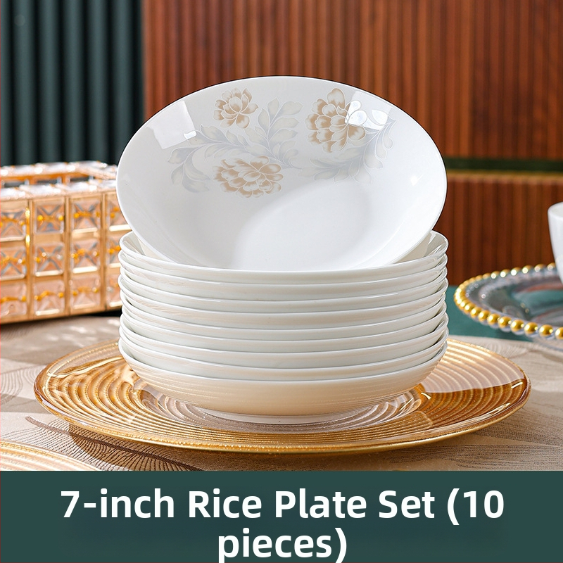 Set de vase din porțelan — boluri pentru supă și orez, design modern minimalist, formă circulară, potrivit pentru cuptor cu microunde.