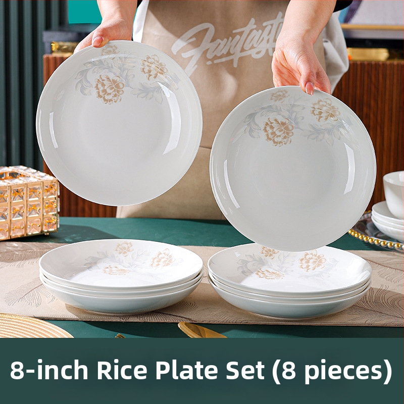 Set de vase din porțelan — boluri pentru supă și orez, design modern minimalist, formă circulară, potrivit pentru cuptor cu microunde.