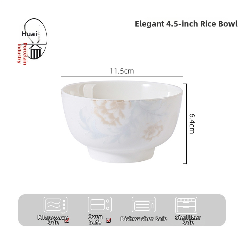 Set de vase din porțelan — boluri pentru supă și orez, design modern minimalist, formă circulară, potrivit pentru cuptor cu microunde.