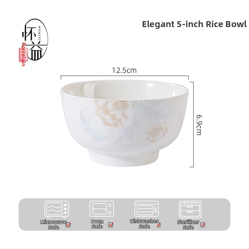 Set de vase din porțelan — boluri pentru supă și orez, design modern minimalist, formă circulară, potrivit pentru cuptor cu microunde.