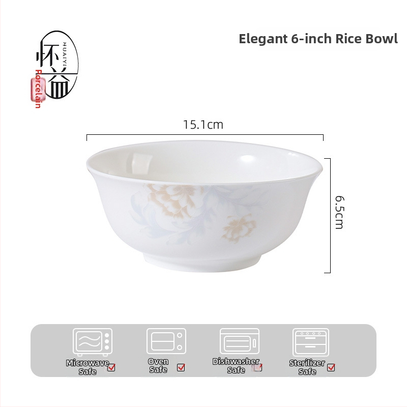 Set de vase din porțelan — boluri pentru supă și orez, design modern minimalist, formă circulară, potrivit pentru cuptor cu microunde.