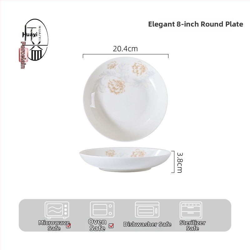 Set de vase din porțelan — boluri pentru supă și orez, design modern minimalist, formă circulară, potrivit pentru cuptor cu microunde.