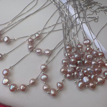 Colier din perle de apă dulce, lucrat manual, lanț box, stil vintage, pentru femei