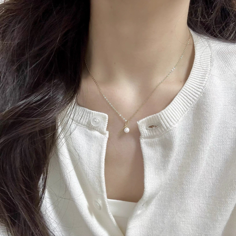 Colier pentru femei din argint 925, lanț încrucișat, design geometric, stil ușor de lux