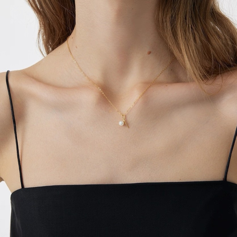 Colier pentru femei din argint 925, lanț încrucișat, design geometric, stil ușor de lux