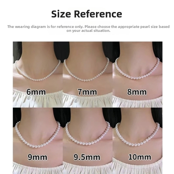 Ogrlica od slatkovodnih bisera promjera 7–8 mm, okrugla, bijela, kopča od S925 srebra, duljina 41–50 cm, književno retro stil