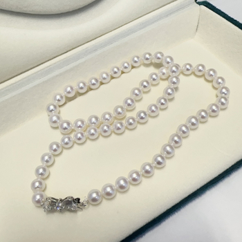 Ogrlica od slatkovodnih bisera promjera 7–8 mm, okrugla, bijela, kopča od S925 srebra, duljina 41–50 cm, književno retro stil