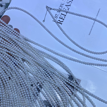 Colier cu perle de apă dulce, formă rotundă, argint 925, țesut