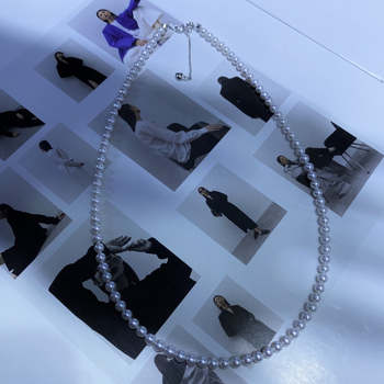 Colier cu perle de apă dulce, formă rotundă, argint 925, țesut