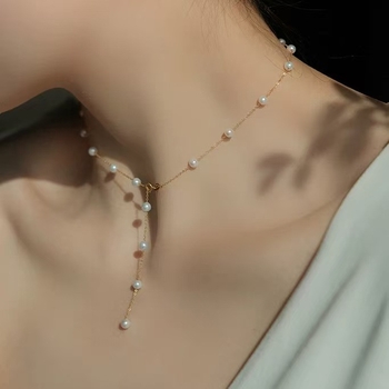 Colier de perle pentru femei, pandant din argint 925, perle artificiale, handmade, reglabil, mai multe moduri de purtare