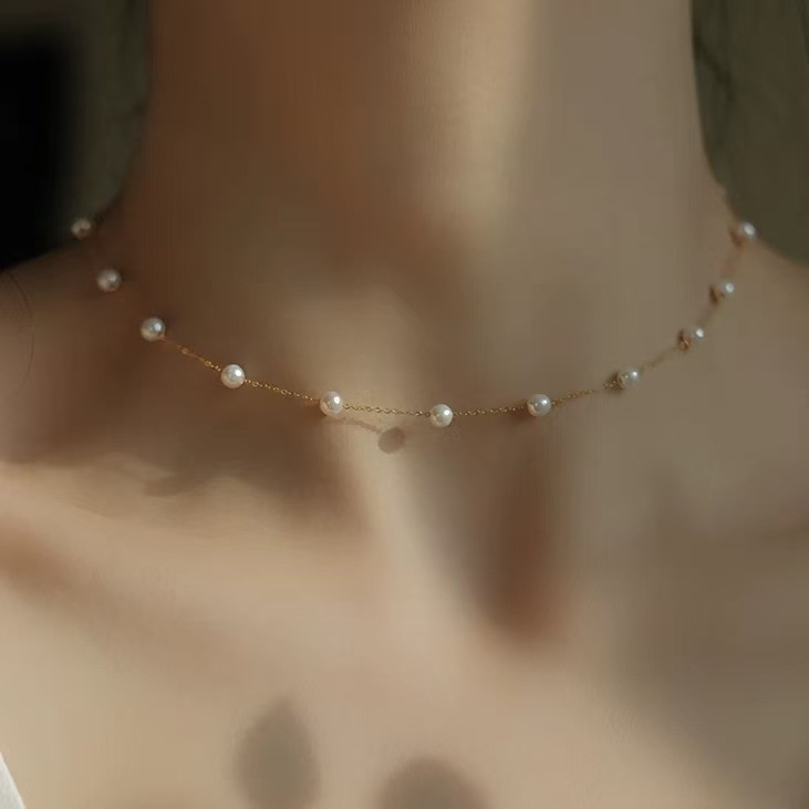 Colier de perle pentru femei, pandant din argint 925, perle artificiale, handmade, reglabil, mai multe moduri de purtare