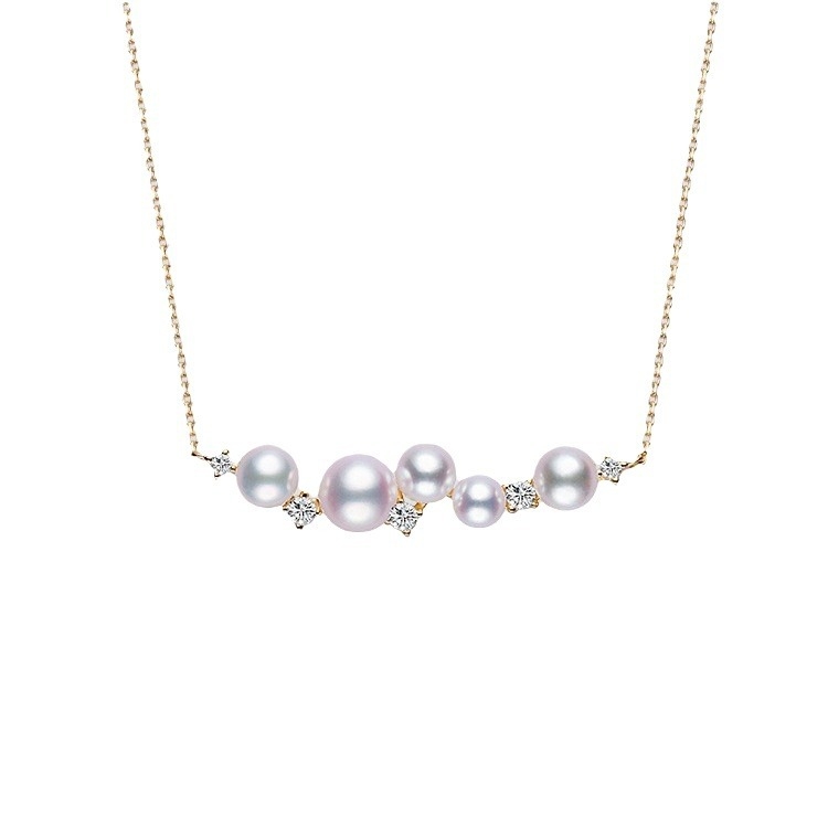 Colier clavicular din argint S925, placat cu aur 18K, mărgele de perlă și zirconiu, design elegant