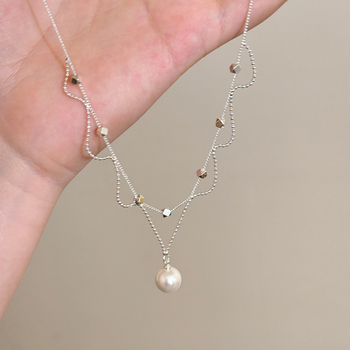 Κολιέ από χαλκό με γεωμετρικό σχέδιο, κανονική αλυσίδα, μενταγιόν από χαλκό, στυλ ελαφρού πολυτελείας, καλοκαίρι 2025