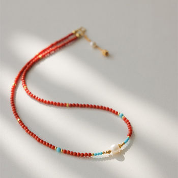 Colier cu perle de apă dulce, 5–6 mm, lungime reglabilă 31–40 cm, accesorii din cupru, stil vintage etnic chinezesc de palat