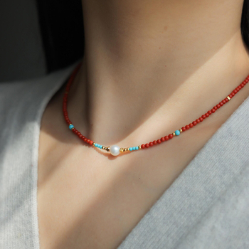 Colier cu perle de apă dulce, 5–6 mm, lungime reglabilă 31–40 cm, accesorii din cupru, stil vintage etnic chinezesc de palat