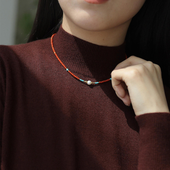 Colier cu perle de apă dulce, 5–6 mm, lungime reglabilă 31–40 cm, accesorii din cupru, stil vintage etnic chinezesc de palat