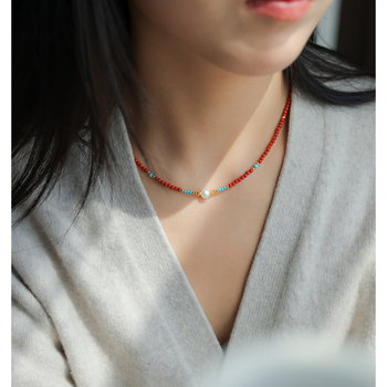 Colier cu perle de apă dulce, 5–6 mm, lungime reglabilă 31–40 cm, accesorii din cupru, stil vintage etnic chinezesc de palat