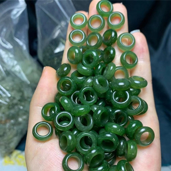 Prirodni Hetian žad, zeleni nefrit, prsten za DIY dodatke, kružni prsten s motivom oblaka, unutarnji promjer oko 8 mm
