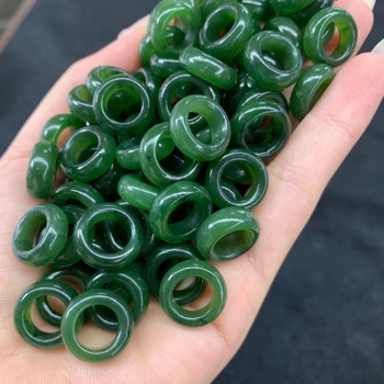 Prirodni Hetian žad, zeleni nefrit, prsten za DIY dodatke, kružni prsten s motivom oblaka, unutarnji promjer oko 8 mm
