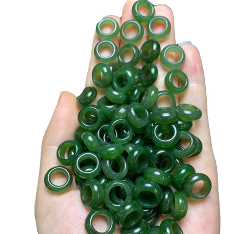 Prirodni Hetian žad, zeleni nefrit, prsten za DIY dodatke, kružni prsten s motivom oblaka, unutarnji promjer oko 8 mm