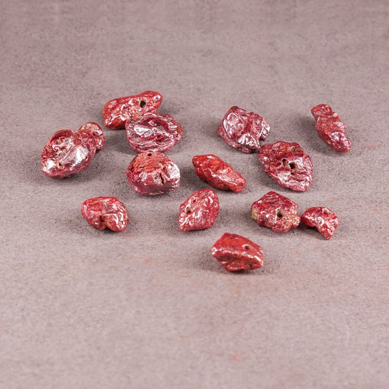 Colier cu piatră cinnabar și pandantiv din piatră naturală, neregulat – piatră naturală, șlefuire, stil național pentru cupluri